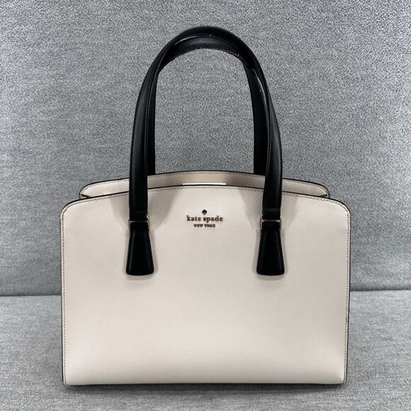 KATE SPADE NEW YORK - Perry Colorblock Warm Beige Saffiano Leather Satchel - Picture 1 of 16